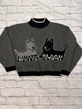 Vintage black & white Scottie sweater
